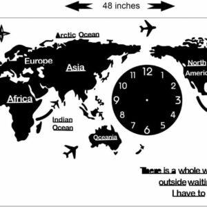 World Map Wall Clock, 3D Acrylic