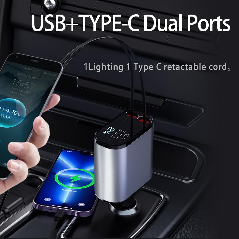 4 in 1 Fast Car Phone Charger 60W