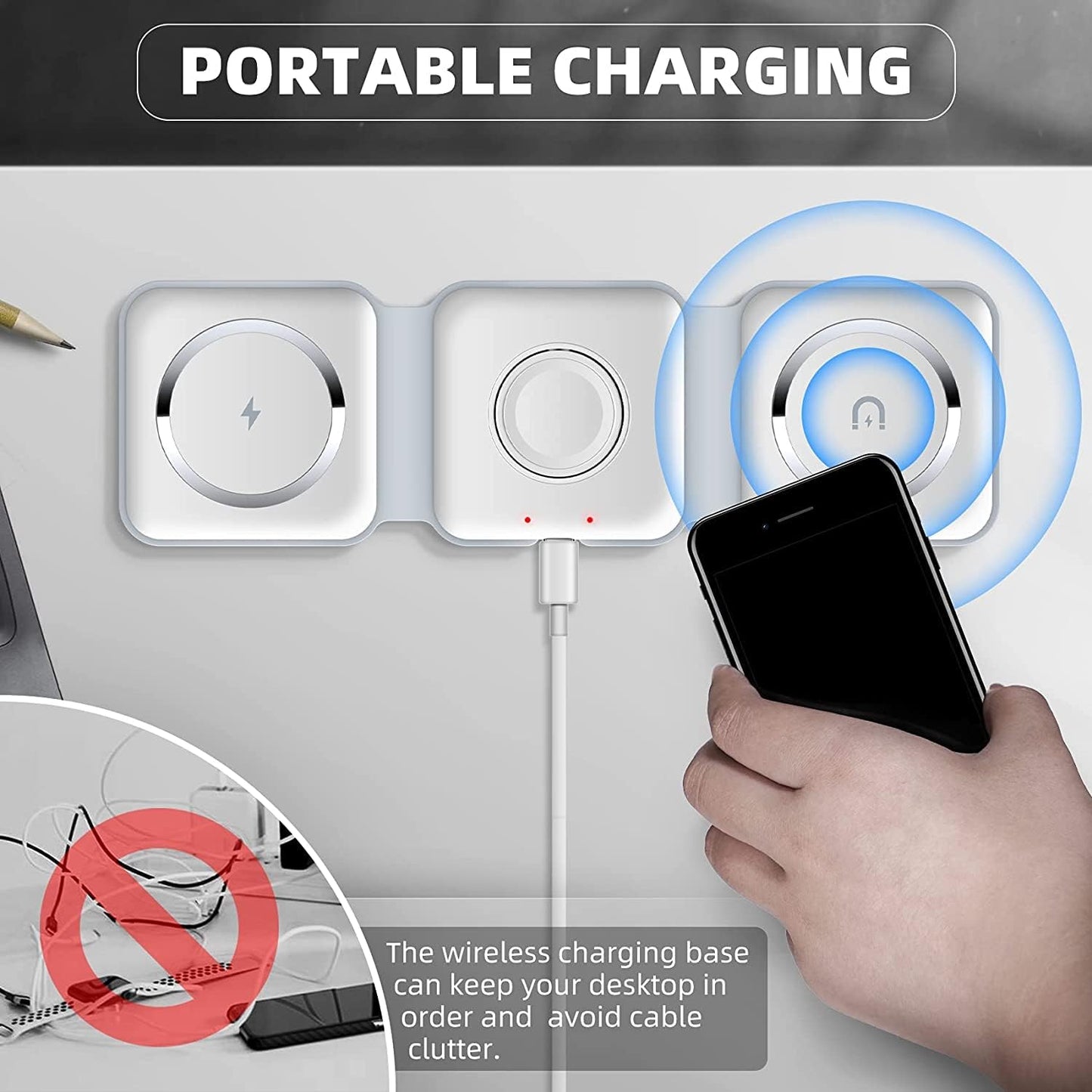 3 in 1 Wireless Charger Magnetic Foldable Charging
