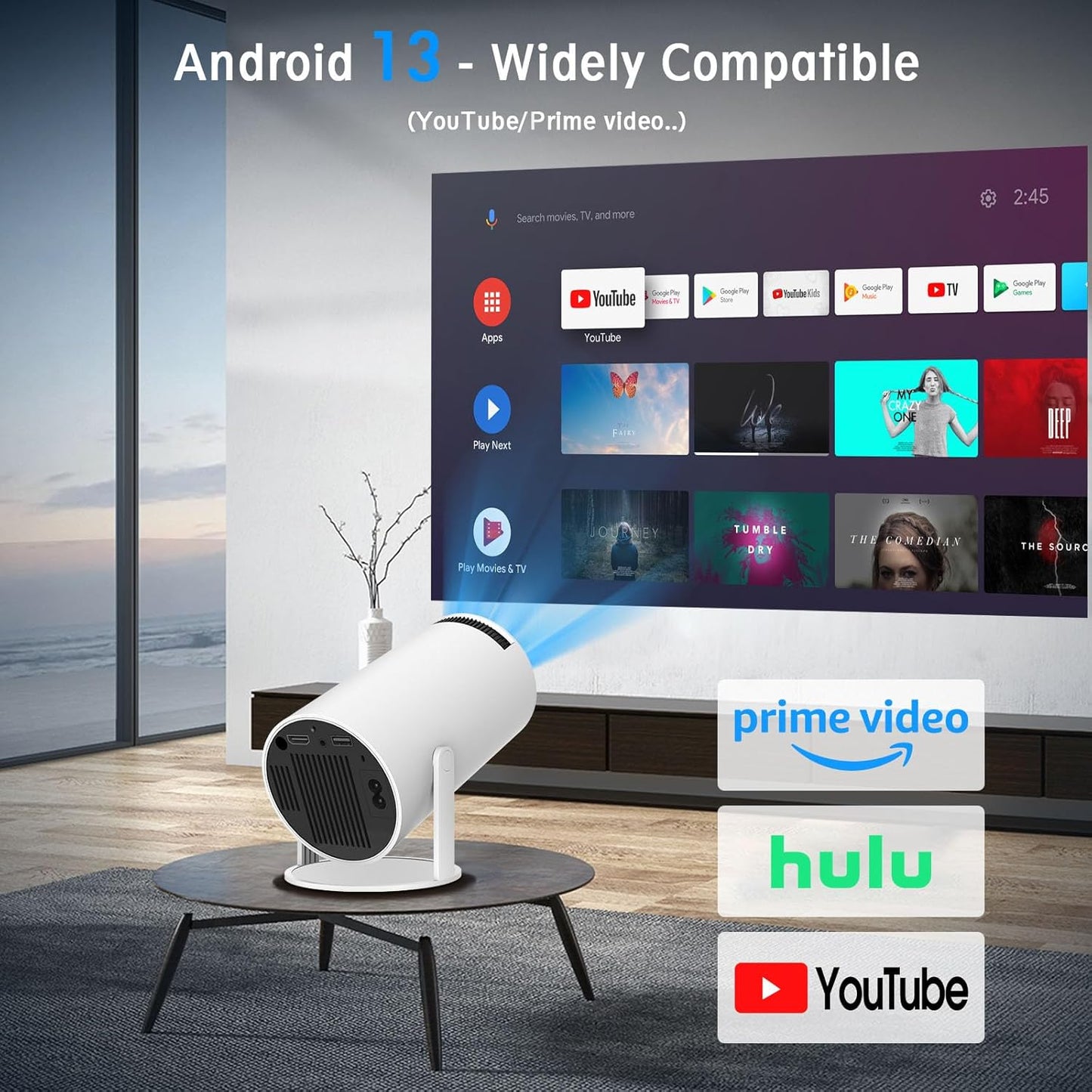 Mini Projector, Support 4K 1080P Portable Projector