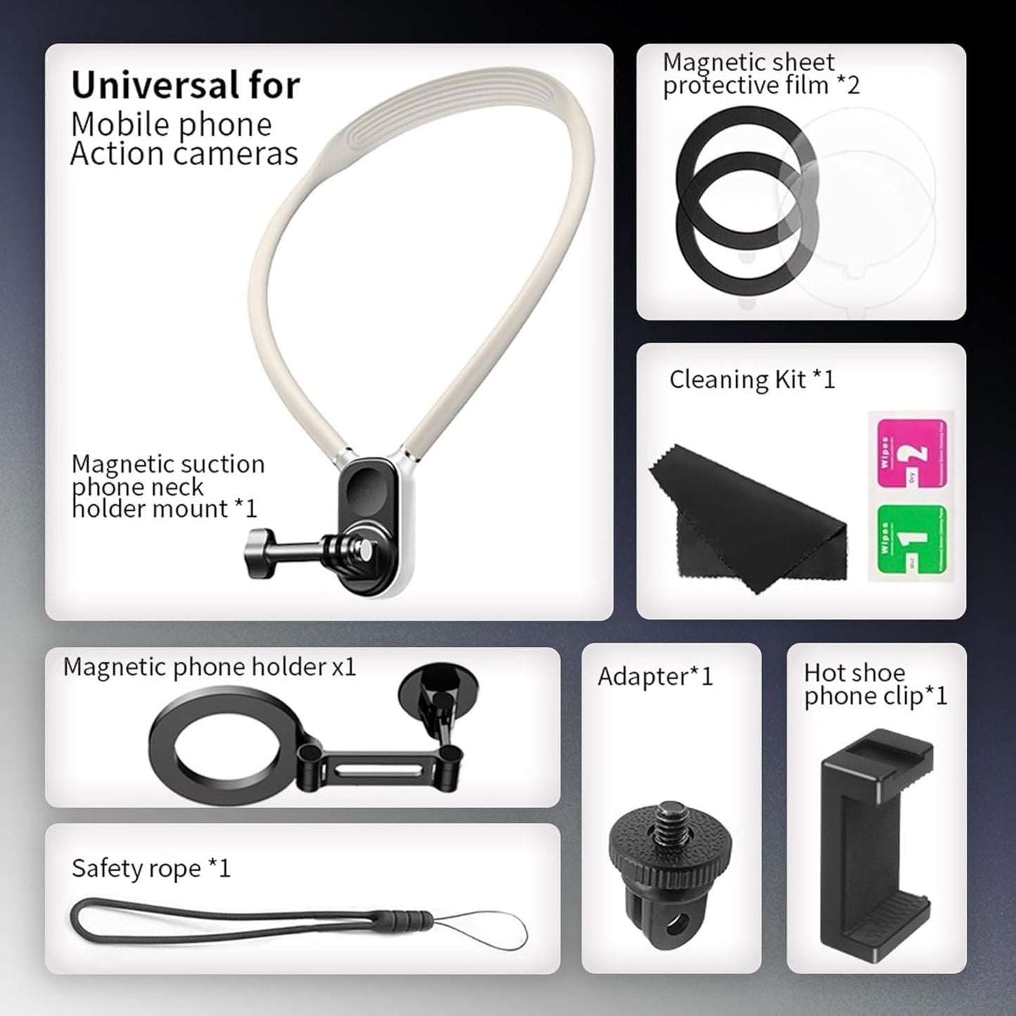 3 in 1 Magnetic Neck Phone Holder for VLOG