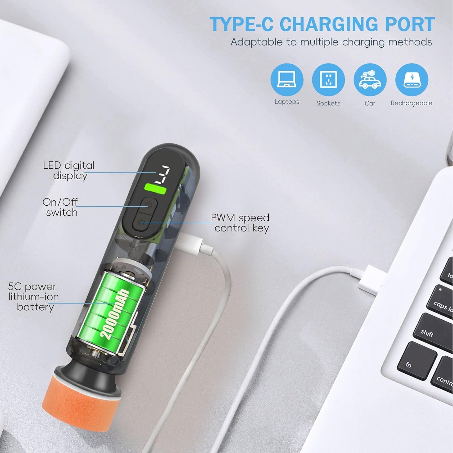 Cordless Polisher for Car Cleaning, Portable Polisher