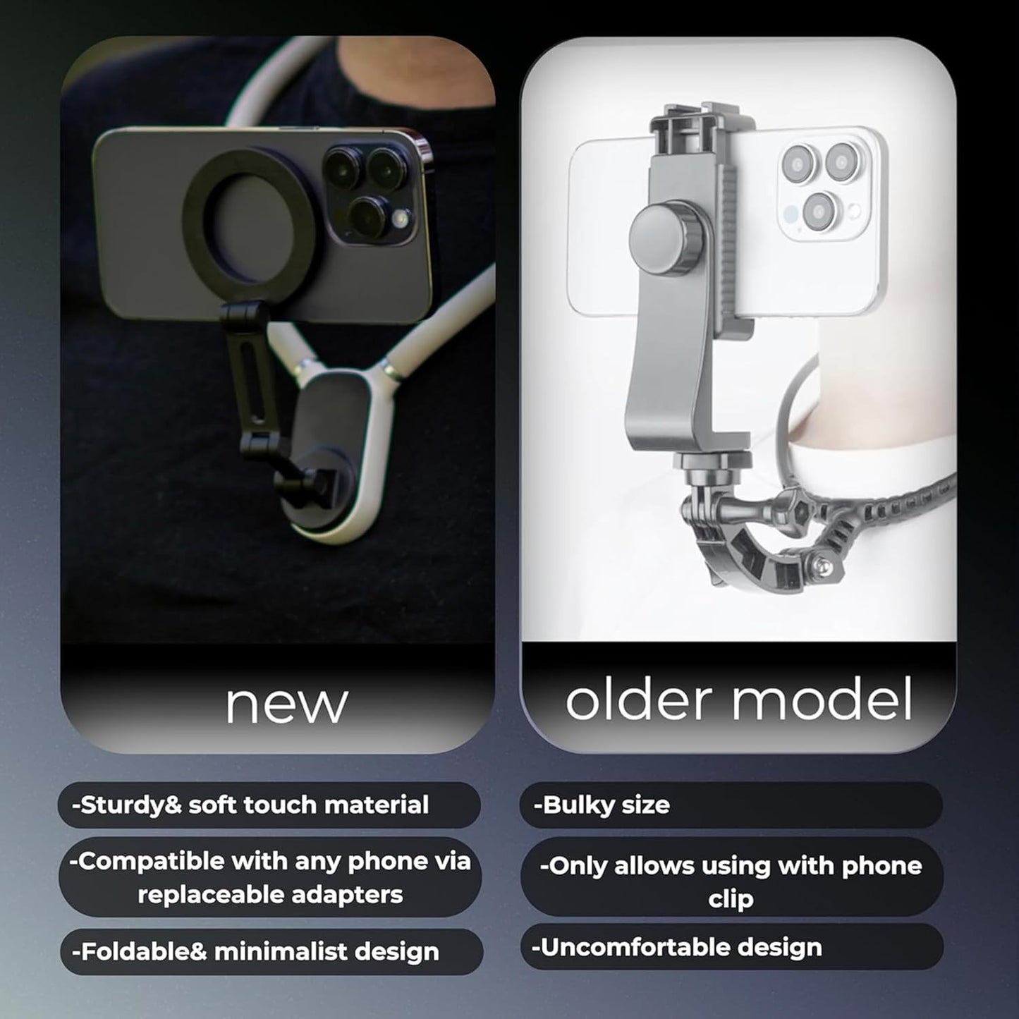 3 in 1 Magnetic Neck Phone Holder for VLOG
