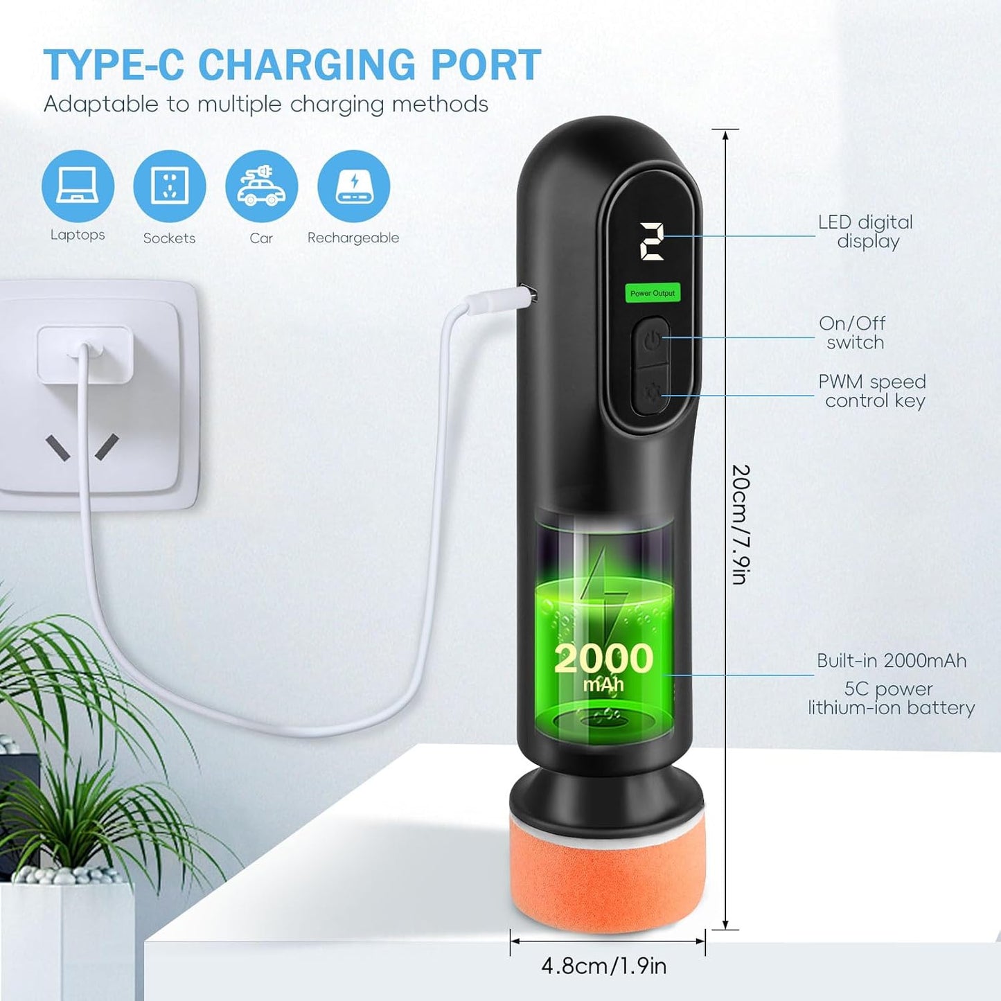 Cordless Polisher for Car Cleaning, Portable Polisher