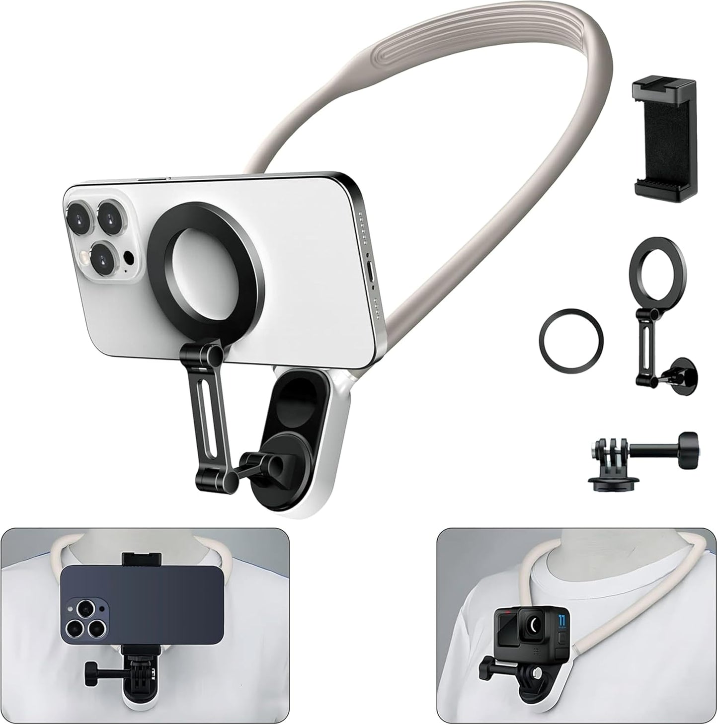 3 in 1 Magnetic Neck Phone Holder for VLOG