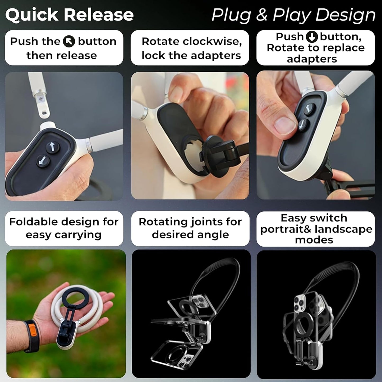 3 in 1 Magnetic Neck Phone Holder for VLOG