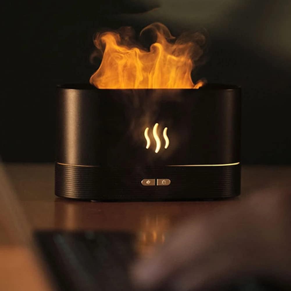 Depulat Flame Air Diffuser,Humidifier,Portable-Noiseless Aroma Diffuser for Home,Office or Yoga Essential Oil Diffuser with No-Water Auto-Off Protection