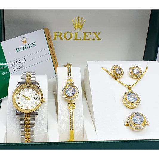 Rolex Watch set of 5 Golden & Silver