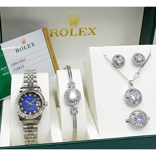 Rolex Watch set of 5 Silver & Blue