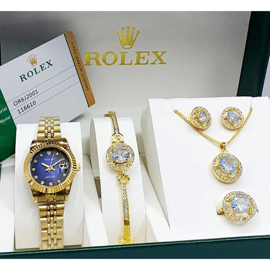 Rolex Watch set of 5 Golden & blue