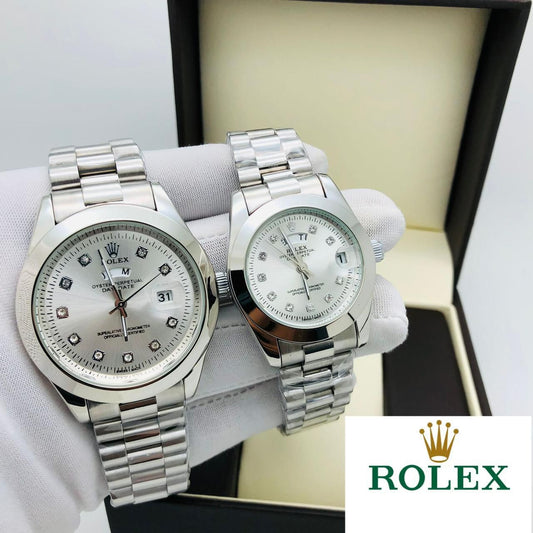 Rolex Stainless Steel Couple Watch with date