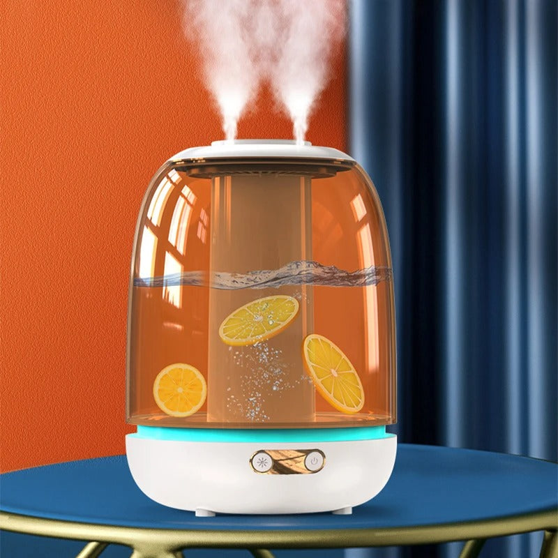 3L Large-capacity Humidifier X21 Home Bedroom Desktop Large Fog Volume Double Nozzle Transparent Humidifier Warm Color